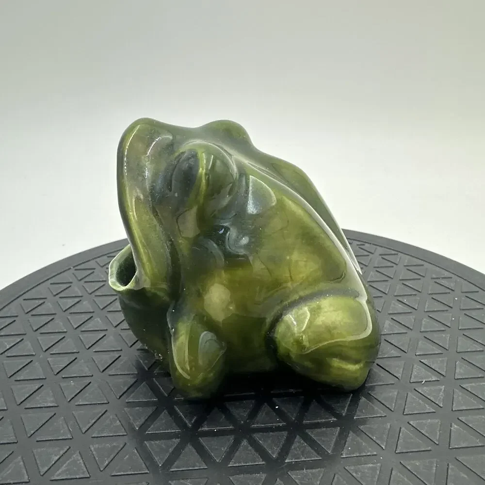 Vintage Ceramic Wide Mouth Green Frog Kitchen Sponge Holder Art Pottery